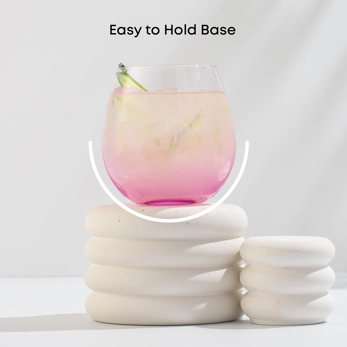 JoyJolt Hue Stemless Wine Glass Set, Large 15 oz Juego de 6 tazones de vino Blanco Rojo o aguamarina, Sin tallo, vaso de colores