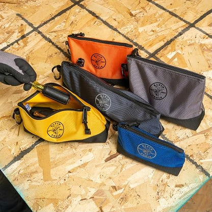 Klein Tools 55569 - Bolsa de Herramientas con Cierre y mosquetones, Parte Inferior Reforzada, Resistente al Agua 1680d, Paquete de 5 tamaños