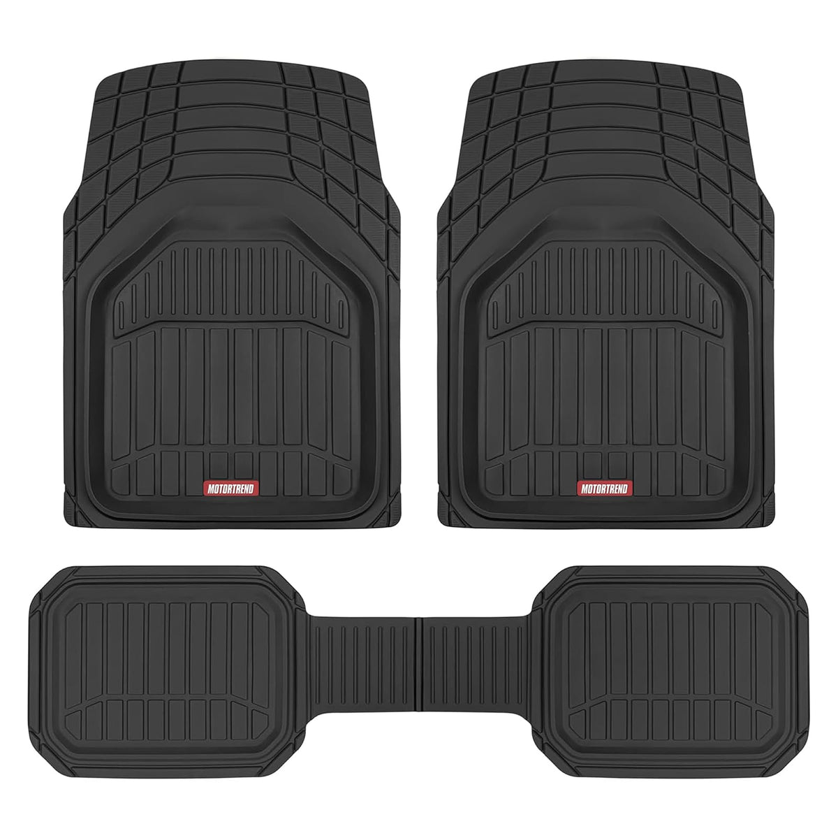 Motor Trend 943-BK FlexTough Defender Alfombrillas de Piso de Auto para SUV Camiones Furgonetas, Negro