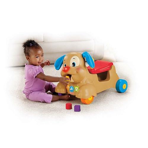 Fisher-Price Ríe y Aprende Andadera Perrito Camina Conmigo 9+ Meses | Más de 50 canciones, melodías y frases; convertible a montable, con luces