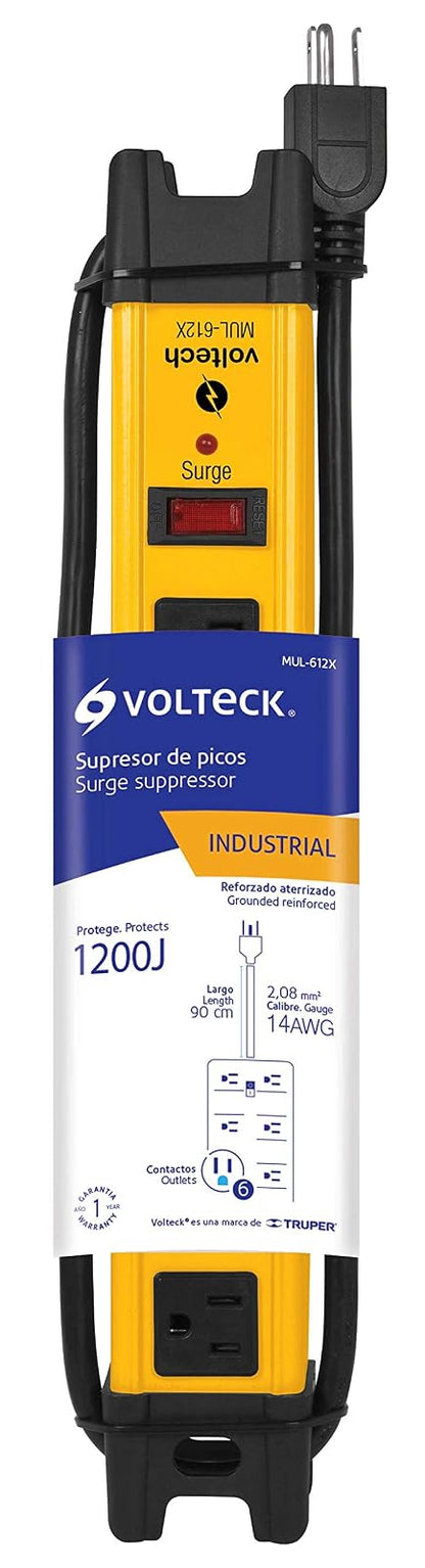 Volteck MUL-1012X, Multicontacto Uso Industrial, 10 entradas, supresor, 1200 Joules + MUL-612X, Multicontacto Uso Industrial, 6 entradas, supresor, 1200 Joules