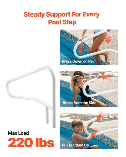 VEVOR para Piscina, Carga de 100 kg, Acero Inoxidable, Soldadura sin Juntas, Montaje Empotrado o Sobre Base, para Piscinas, Parques Acuáticos y Spas, 1371 x 48 x 813 mm, Blanco Crema