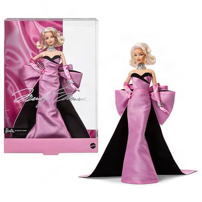 Barbie Signature Muñeca de Colección Marilyn Monroe 6Y+ | Lleva un vestido rosa que incluye lazo de gran tamaño, muñeca esculpida con cabello rubio, aspecto de la película