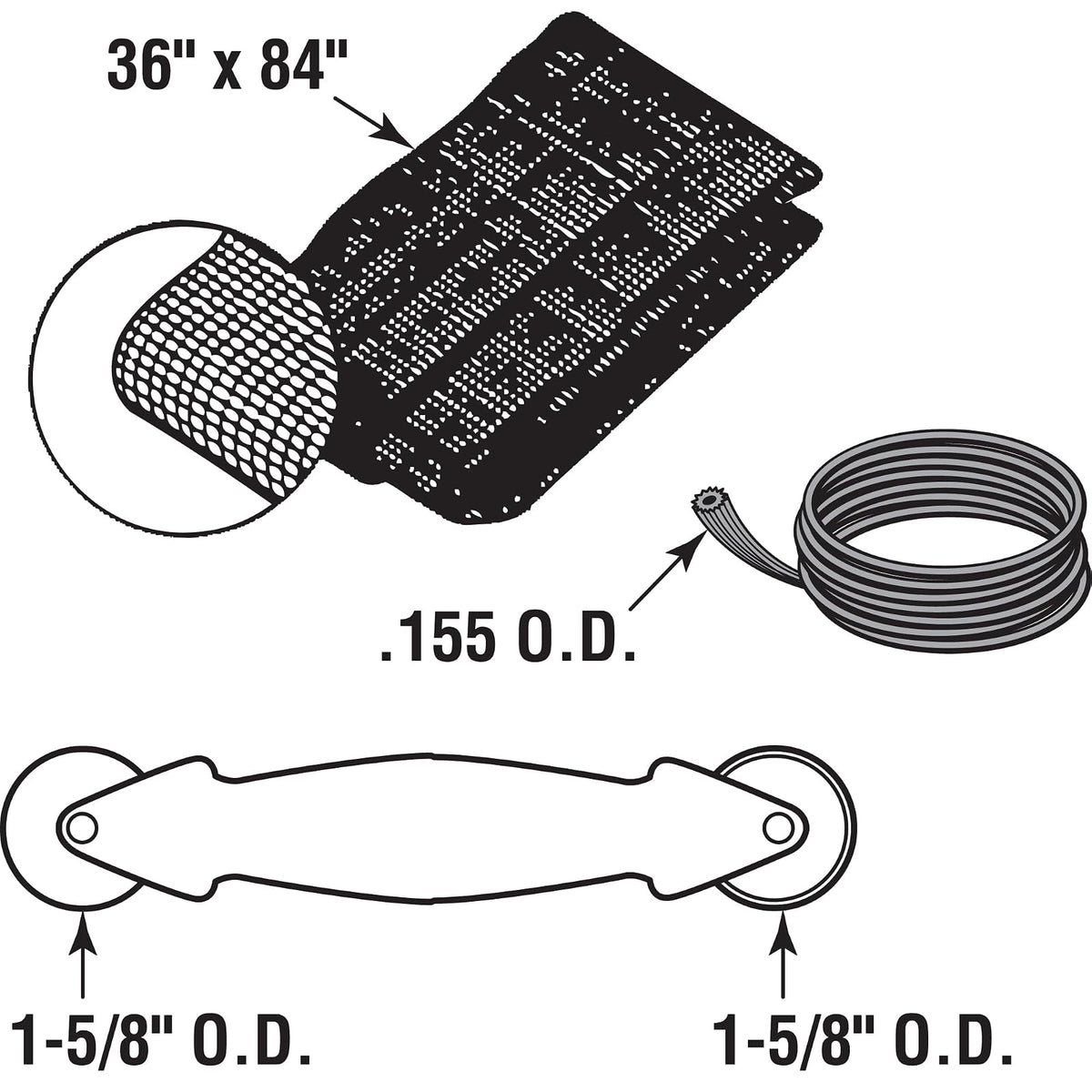 Make-2-Fit P 7515 - Kit de reparación de puerta con herramienta de rodadura - Reemplaza la pantalla en ventanas o puertas de patio, 36 x 84 pulgadas, gamuza de fibra de vidrio de carbón y estriado negro