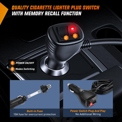 Nilight - Barra de luz estroboscópica de 12 luces LED para asesor de tráfico, color rojo y blanco, advertencia de emergencia, peligro, salpicadero, luces intermitentes para automóviles, camiones, policía