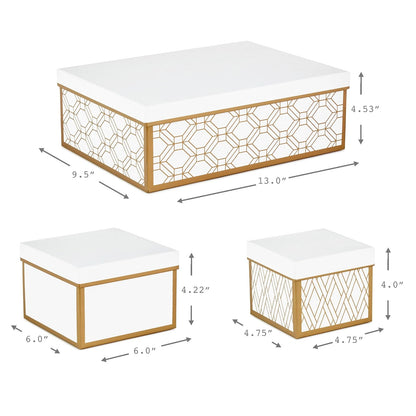 Hallmark - Cajas de regalo anidadas con tapas y relleno (juego de 3, blanco y dorado, varios tamaños) para el día de San Valentín, bodas, despedidas de soltera, damas de honor, cumpleaños