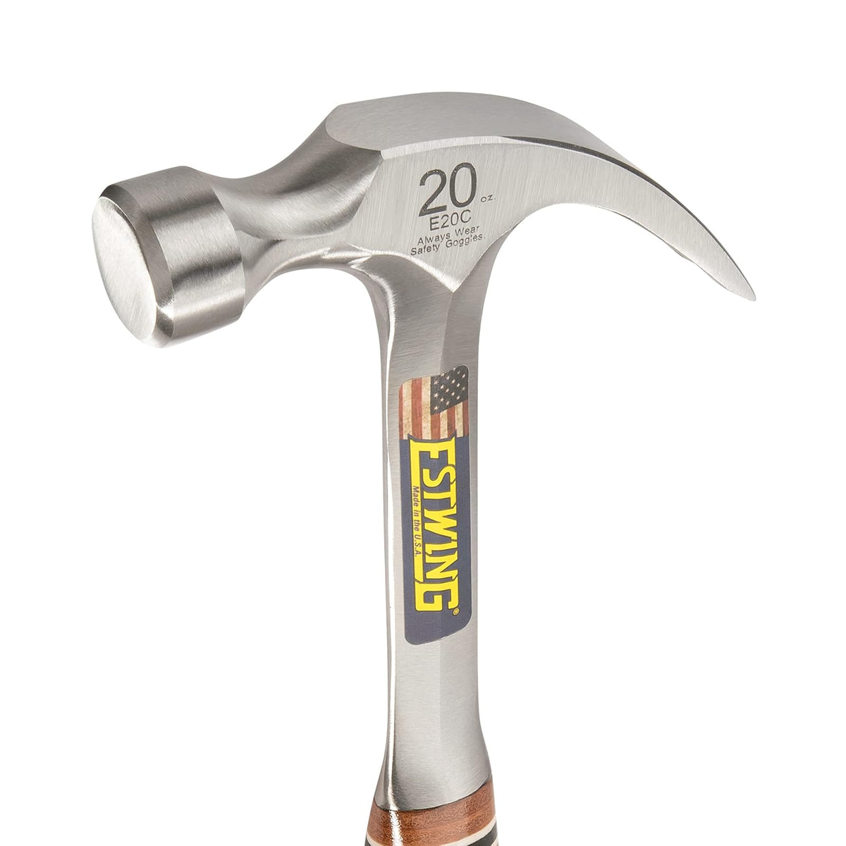 Estwing E20C Claw Hammer, Leather Grip Hammer, Smooth Face, 20-Ounce, 12.5-Inch
