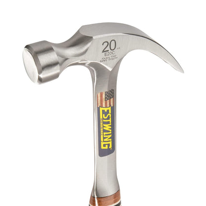 Estwing E20C Claw Hammer, Leather Grip Hammer, Smooth Face, 20-Ounce, 12.5-Inch