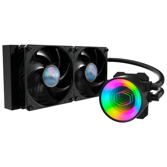 Cooler Master MasterLiquid ML240 - Enfriador líquido de CPU AIO de bucle cerrado, bomba de espejo ARGB, bomba de doble cámara, ventiladores SickleFlow 140 PWM, AMD Ryzen AM5/AM4, Intel LGA1700*/1200 (MLX-D24M-A18PK-R1)
