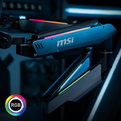 MSI MPG MT201DR V2 - Brazos de Soporte para Monitor Dual RGB Premium, Soporte de 17-35", Compatible con VESA, Soporte Ajustable Resistente con Resorte de Gas, Capacidad de 20 kg por Pantalla