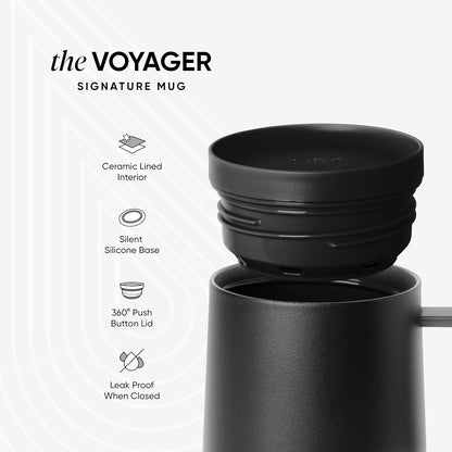 Simple Modern Taza de Café para Viajes con Asa, Vaso Térmico de Café de Acero Inoxidable con Taza para Té, Regalos para Mujeres y Hombres, Voyager Colección, 350ml, Almond Birch