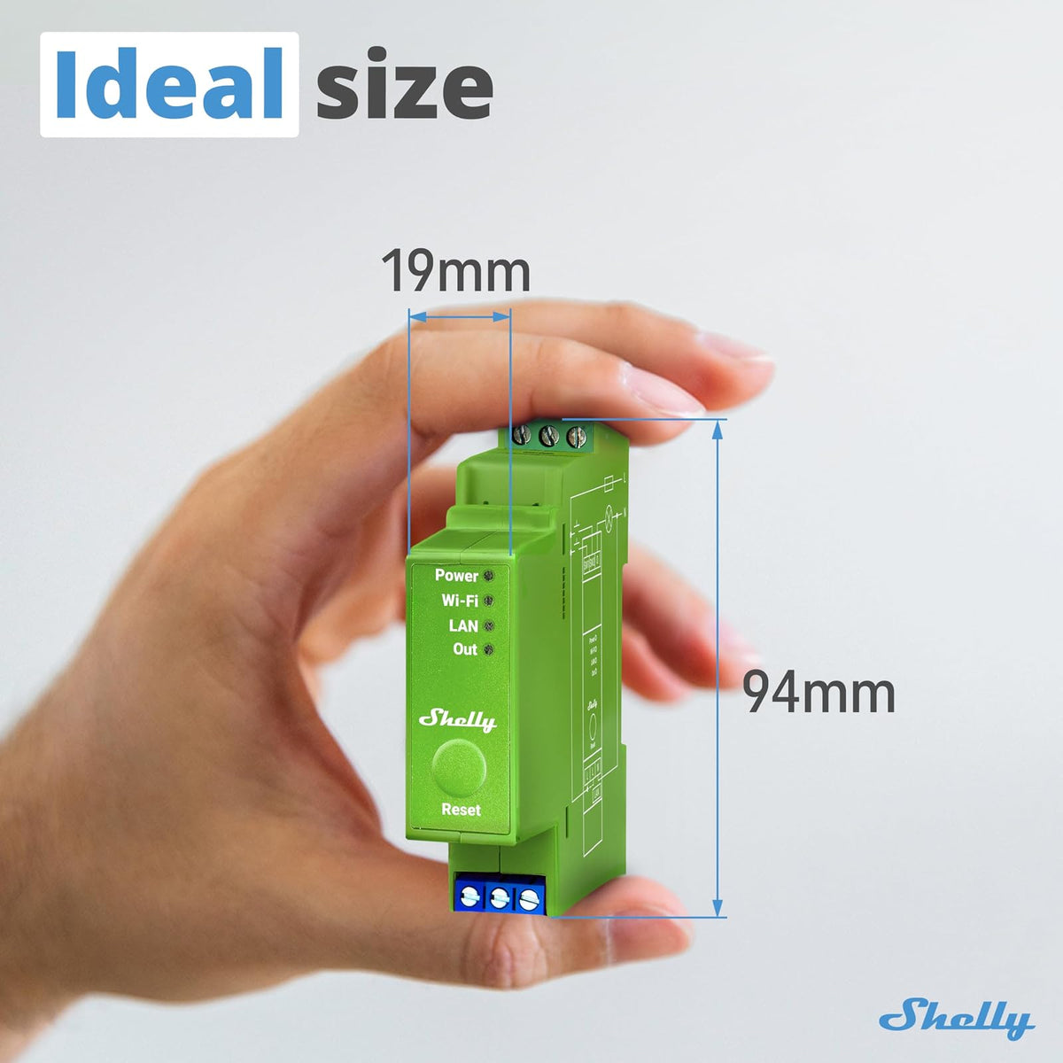 Shelly Pro Dimmer 1PM – Regulador de luz Wi-Fi/LAN, Medidor de consumo integrado, 1 canal, 200 W, Instalación- carril DIN, Compatible con lámparas halógenas y LED, Alexa, Google Home, App iOS, Android