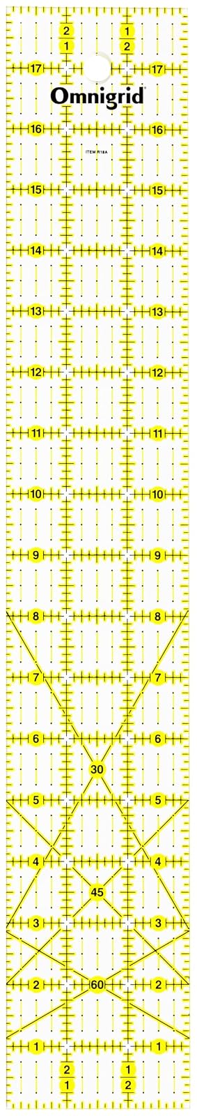 Omnigrid Regla Transparente para Costura y Acolchado, Varios Tamaños - 3" x 18" - Rectangular