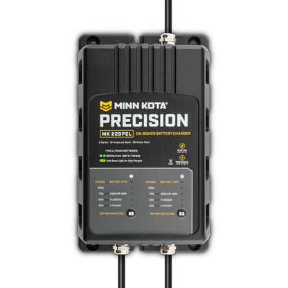 Minn Kota 1832201 MK-220 PCL Precision On-Board Marine Charger, 2 Bank x 10 Amps