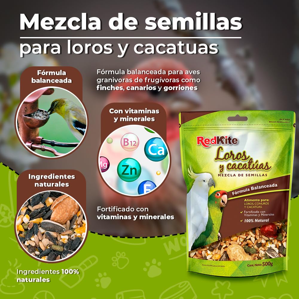 Red Kite Mezcla DE Semillas P/Loros Y CACATUAS 500 G (Paquete de 2)