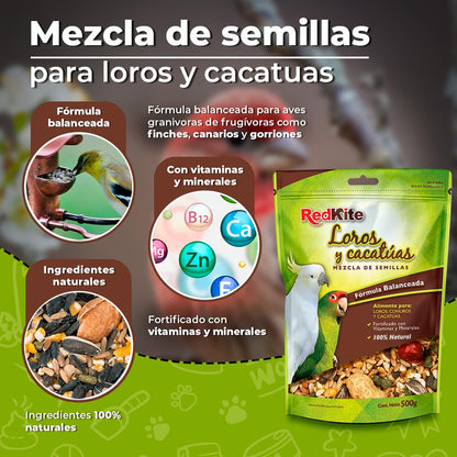 Red Kite Mezcla DE Semillas P/Loros Y CACATUAS 500 G (Paquete de 2)