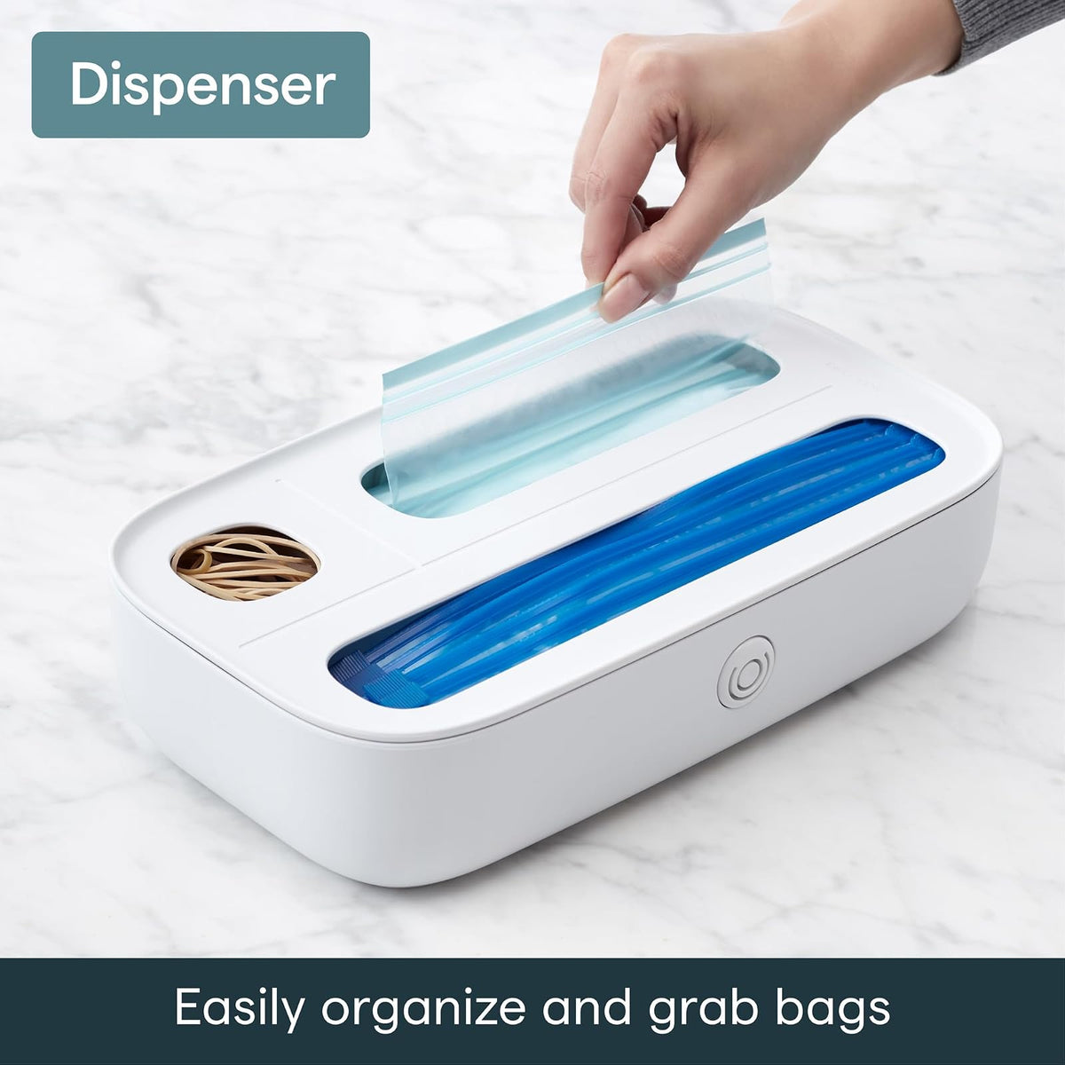 YouCopia StoraBag - Dispensador de bolsas de comida con cajones, 3 ranuras, organizador de bolsas de plástico para almacenamiento de cocina, color blanco