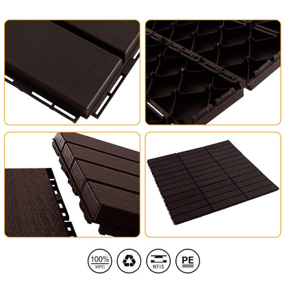 ASTEROUTDOOR - Azulejos entrelazados de plástico impermeable para exteriores, 12 x 12 pulgadas, para patio, jardín, terraza, piscina, interior, exterior, 27 piezas, café