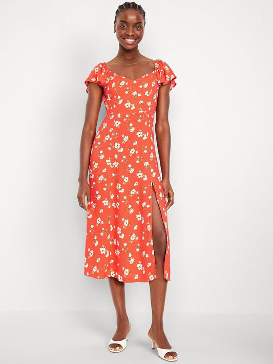 Old Navy SS Flutter SLV Synthetic Midi Vestido Mujer