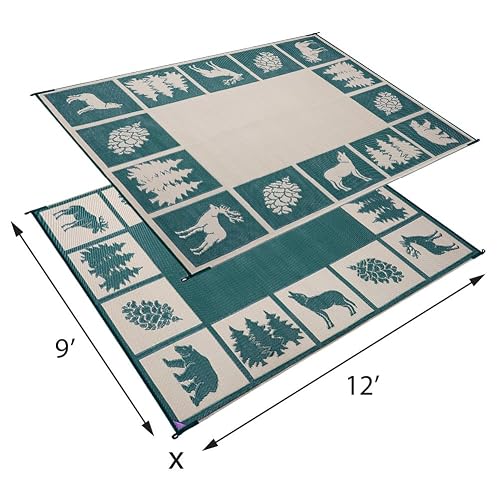 Alfombrillas reversibles 226094 verde/beige 6' x 9 RV al aire última intervensión Camping Patio Wilderness Hunter