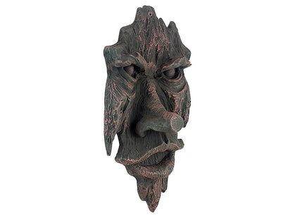 Design Toscano Nottingham Woods Greenman - Escultura de Pared de fantasía para Interiores y Exteriores, 15 Pulgadas de Alto, Resina de Piedra fundida, Acabado de Madera