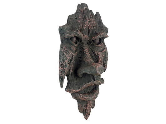Design Toscano Nottingham Woods Greenman - Escultura de Pared de fantasía para Interiores y Exteriores, 15 Pulgadas de Alto, Resina de Piedra fundida, Acabado de Madera