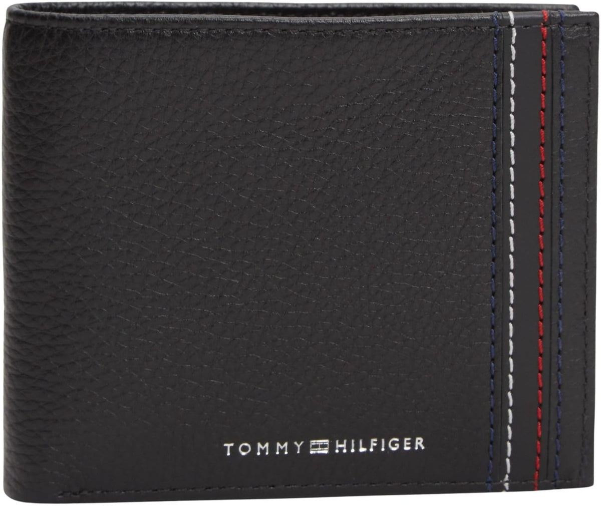 Tommy Hilfiger Cartera para Hombre | Negro, de mano, 4 pulgadas, cuero con logo TH - De mano, 4 pulgadas - Negro