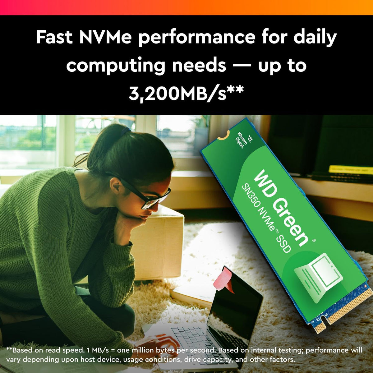 Western Digital Unidad SSD M.2 WD SN350 500GB WDS500G2G0C Green PCIE NVME