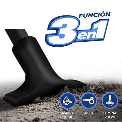 Koblenz SM-5 Aspiradora Seco Mojado 3 en 1 con Sistema de Expulsión de Aire, Devoradora con Capacidad de 5 Galones, Motor de 3.5 HP Pico, Aspiradora para Hogar y Taller, Aspira Agua y Vidrios