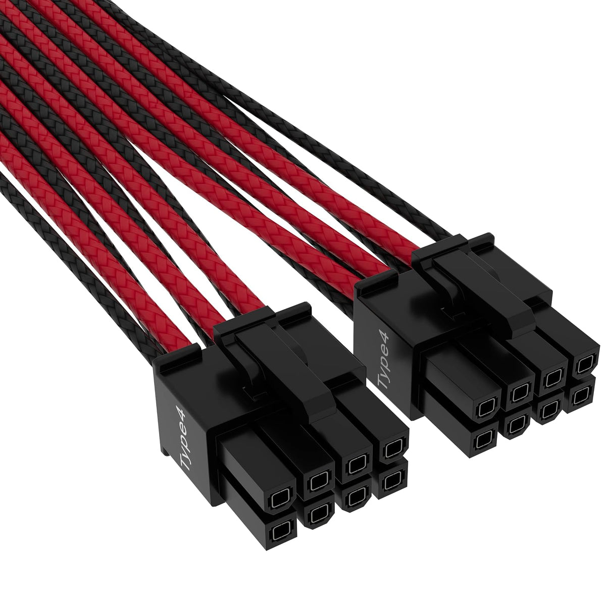 Corsair Premium PCIe 5.0 de 600 W/Cable PSU Gen 5 12VHPWR – Apto para PCU Type-4 Mediante Conector PCIe Doble de 8 Patillas - Conector de 12+4 Patillas - Fundas Paracord con Malla – Negro/Rojo