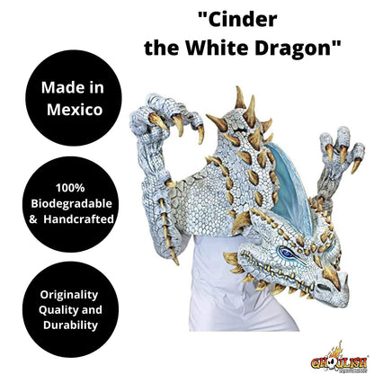 Máscara Artesanal Mega Máscara Disfraz de Cinder el Dragón Blanco de Latex de Nightmare's Collection por Mario Chiodo