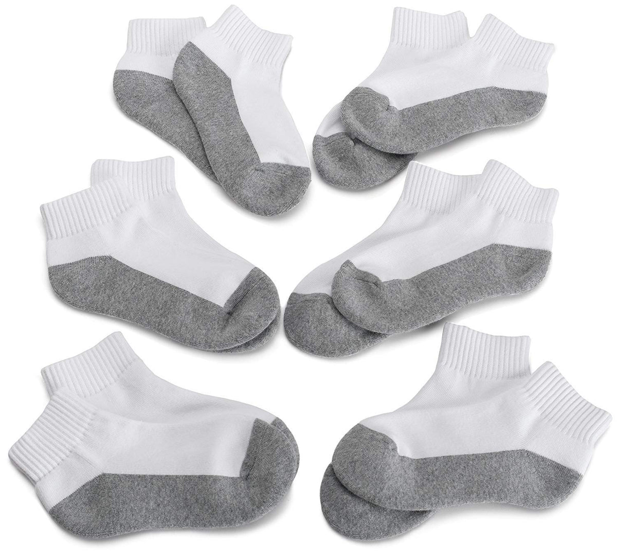 Jefferies Socks Calcetines Deportivos para Niños Paquete de 6 - CH - Blanco - Gris