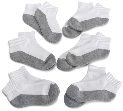 Jefferies Socks Calcetines Deportivos para Niños Paquete de 6 - CH - Blanco - Gris