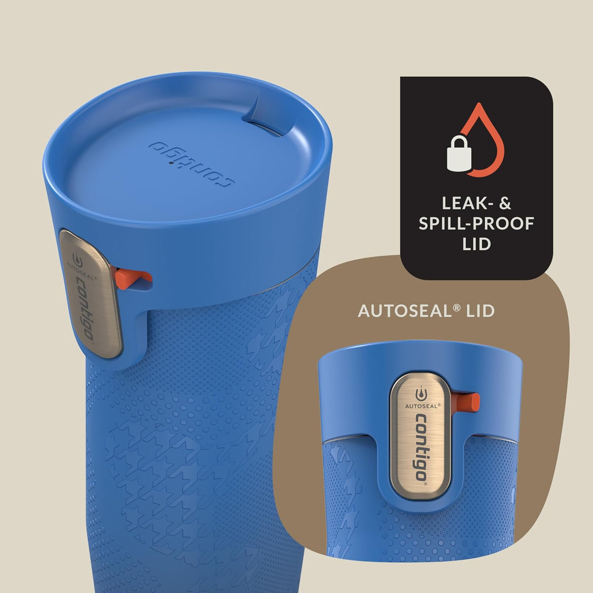 Contigo x Ally Love - Taza de viaje de acero inoxidable aislada al aspiradora con tapa de cierre automático y fácil de limpiar, a prueba de derrames, mantiene las bebidas frías 24 horas y calientes
