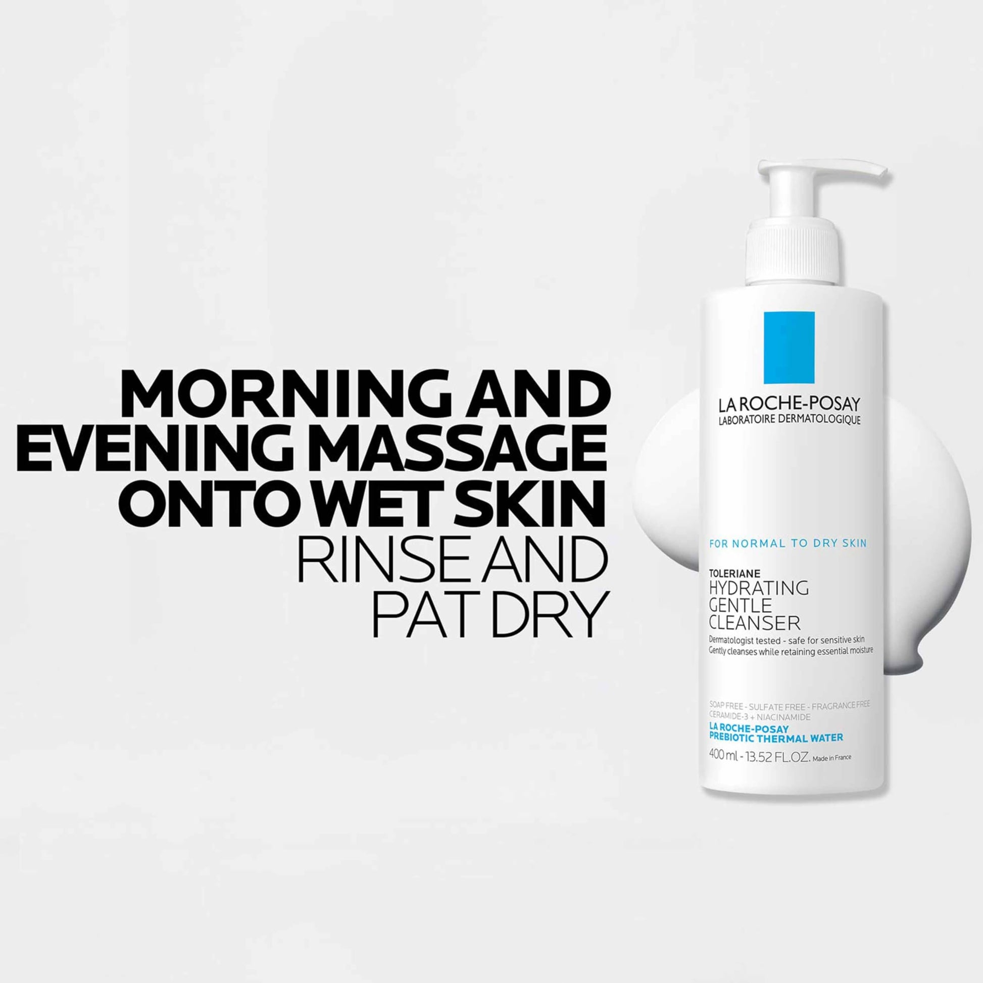 La Roche-Posay Toleriane Hydrating Gentle Face Wash Cleanser for Normal to Dry Sensitive Skin, 13.5 fl. oz., 0.9625 pounds, 400 mililitro, 1