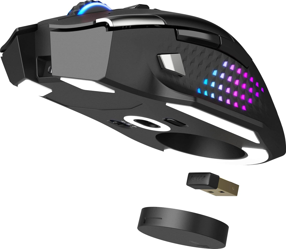 MSI Versa Pro W - Mouse para Juegos, 26000 dpi, 70 M+ Clics, OMRON Micro Interruptor óptico, Sensor óptico, diseño ergonómico de Mano ambitextro, luz RGB