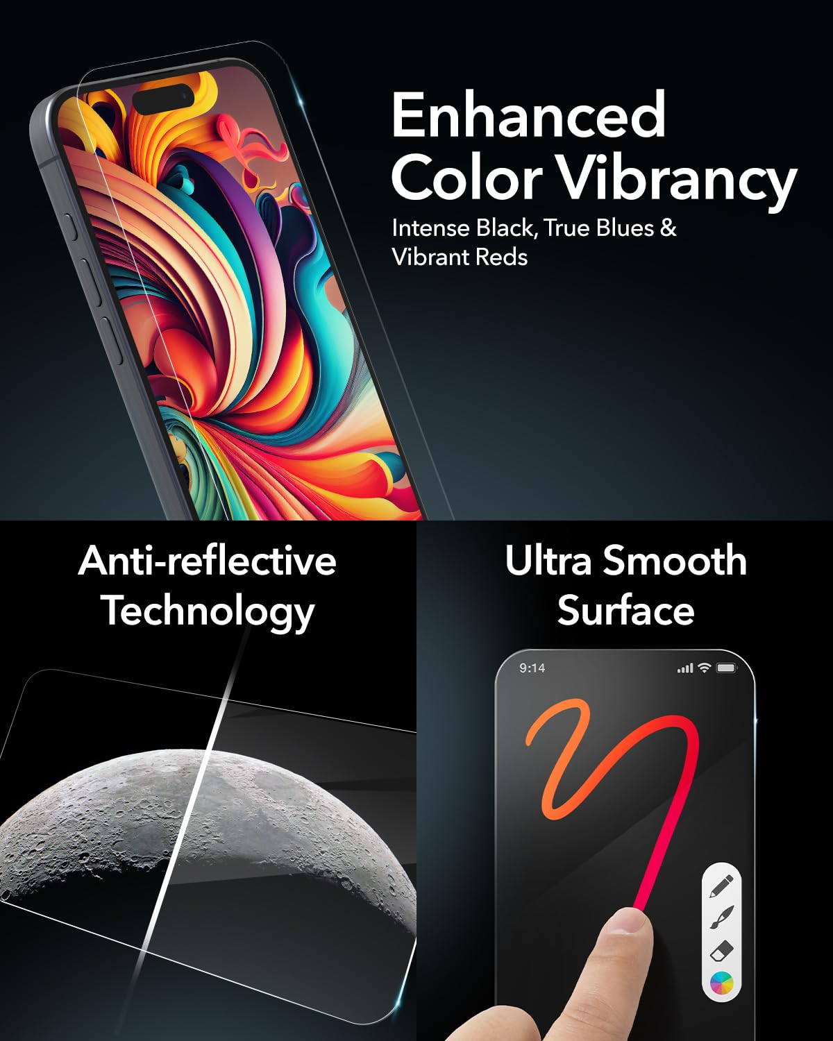 ZAGG XTR3 - Protector de visualización para iPhone 15 Pro, vidrio, filtración de luz azul, 10 veces más fuerte, protección de borde a borde, superficie resistente a arañazos y manchas, escudo