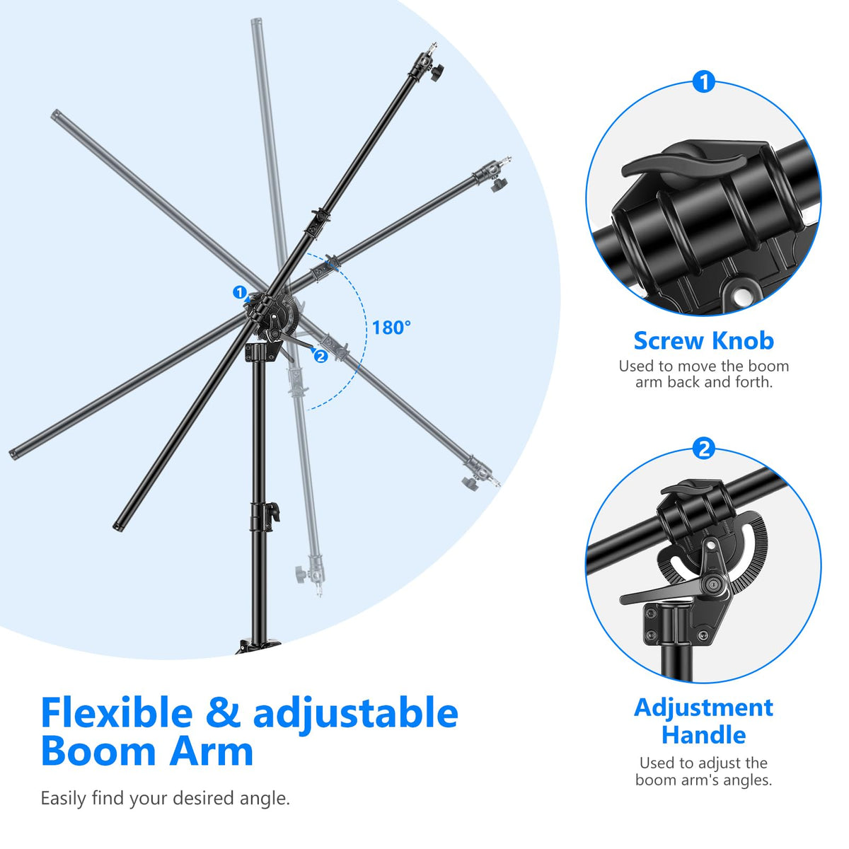 NEEWER Soporte de Luz Fotografía 2 en 1, Soporte de Trípode Resistente de Aleación de Aluminio de 9,7 Pies con Brazo de Pluma de 3,8 Pies y Bolsa de Arena Vacía para Luz de Video