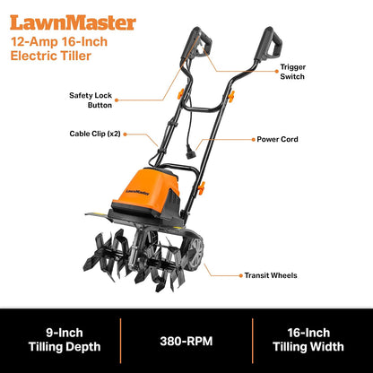 LawnMaster TE1016M - Caña eléctrica (10 amperios, 16 Pulgadas), Verde
