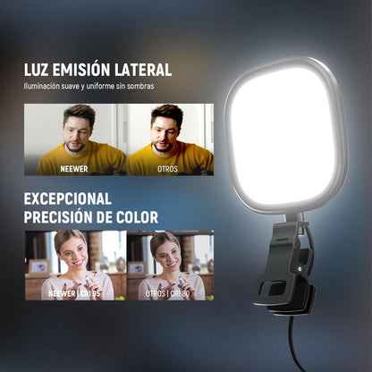 NEEWER Basics 5" 10W LED Streaming Luz, Bi Color Foco Edge Lit Clip Full Screen USB Desk Lamp Mesa Iluminación CRI95 para Monitor Laptop Computadora Webcam Videoconferencias Zoom Call Grabación, NL10