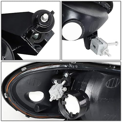 DNA Motoring HL-OH-PGAM99-BK-AM Faros Delanteros Halógeno Ámbar Negro para Pontiac Grand Am