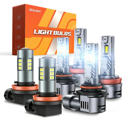 SEALIGHT Combo de Bombillas LED 9005 HB3 y H11 para Luz Antiniebla, 66000 lm, 6500 K, Blanco