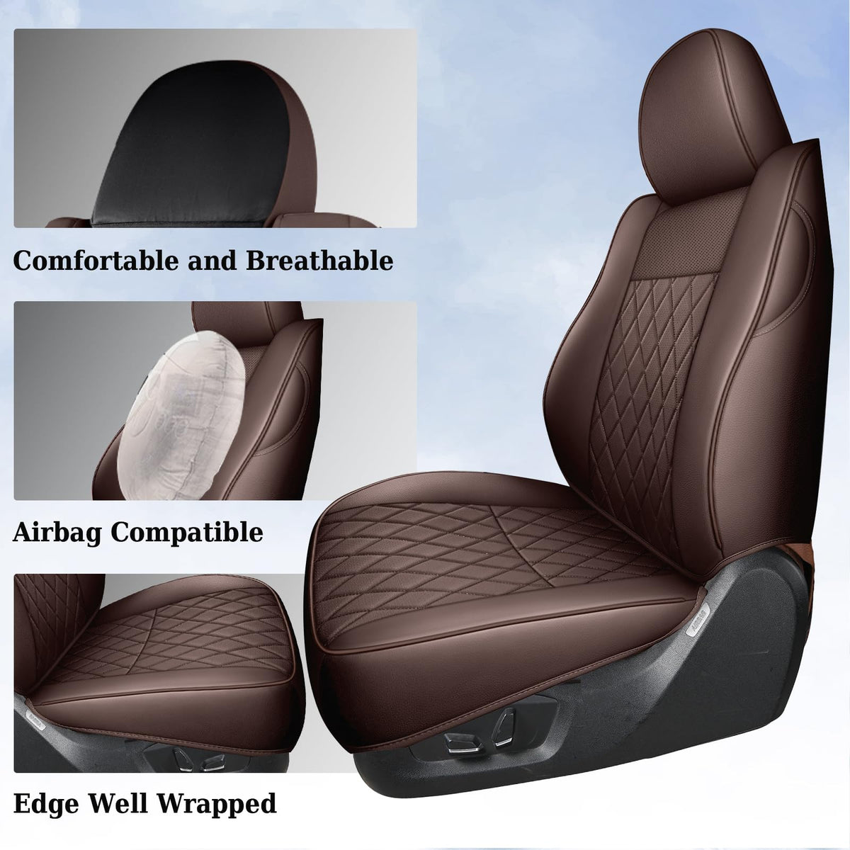 Fundas de Asiento para Toyota Tacoma de Coverado, Juego Completo de Fundas de Asiento de Cuero para Automóvil a Medida 2005-2023 Toyota Tacoma Doble/Cabina de tripulación, Fundas de Asiento para Automóviles y