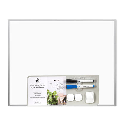 U Marcas magnética de borrado en seco Value Pack, 16 x 20 inches, Plata Marco de aluminio