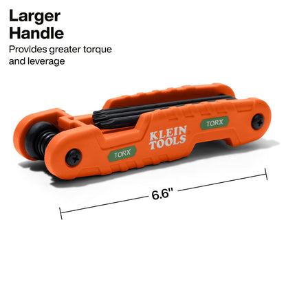 Klein Tools 70550T Pro Juego de llaves hexagonales plegables de 10 llaves Torx tamaños T6 a T40, acero de aleación tratado térmicamente, cuchillas de alto apalancamiento