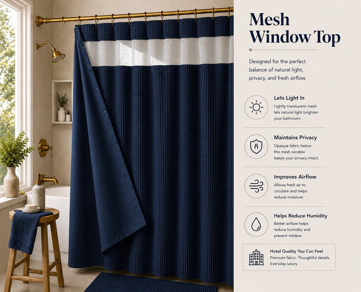 Dainty Home Smart Design - Cortina para regadera, Tela, Azul Marino, 72 Inch x 72 Inch, 1