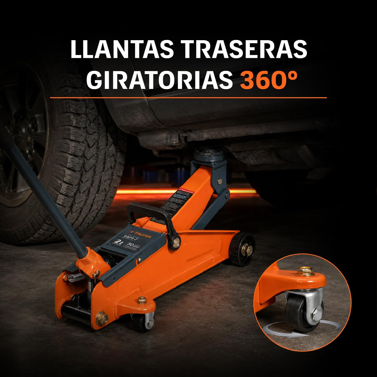 TRUPER Gato de Patín Reforzado 2 t, Naranja, GAPA-2
