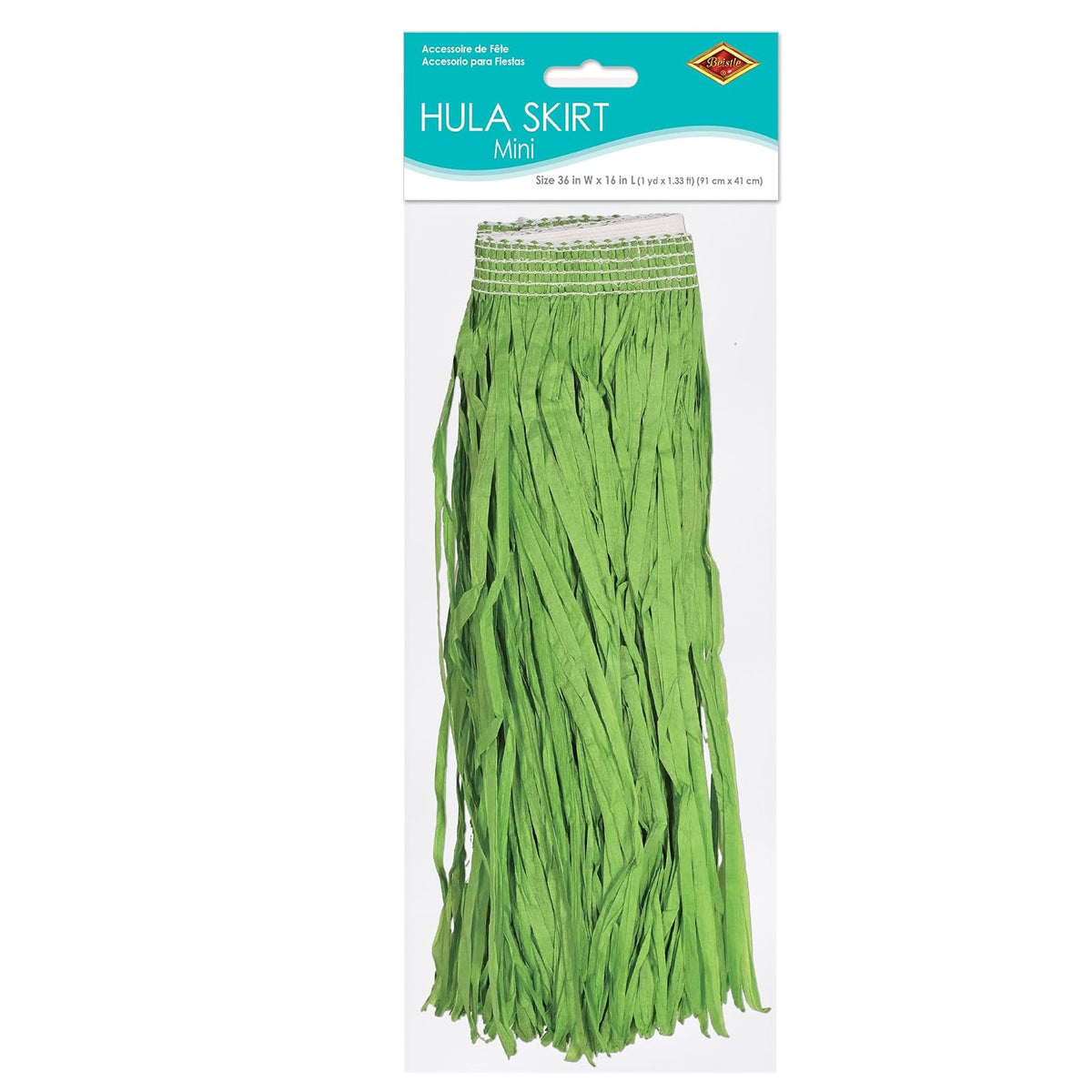 Beistle 54581-G Adult Mini Hula Skirt for Halloween Party, 36-Inch Width by 16-Inch Length, Green