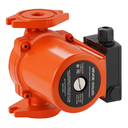 VEVOR F-009-BF5-J Bomba circuladora de hierro fundido, 17 GPM, AC 120 V 35 pies Bomba de circulación de recirculación de agua caliente, conexión de brida de 3/4 pulgadas, ajuste de 3 velocidades