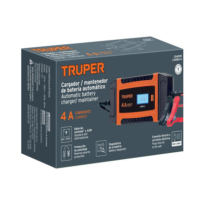 Truper CARBA-4, Cargador/Mantenedor de 4 A para Baterías de 6V/12V